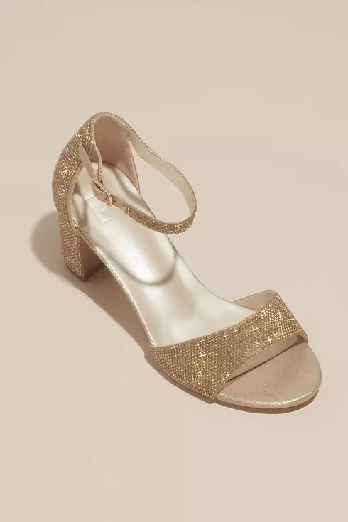 Glittery Block Heel Sandals with Ankle Strap Image 1