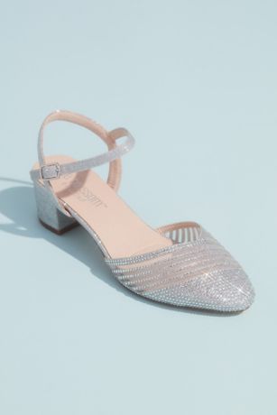 Blossom Blue;Grey;Pink Heeled Sandals (Glitter Round D"Orsay Heels with Illusion Striping)