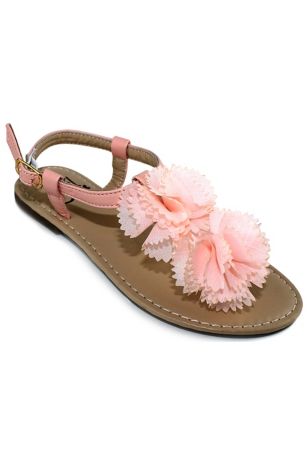 Girls Chiffon Flower Flat Sandal OMH7794