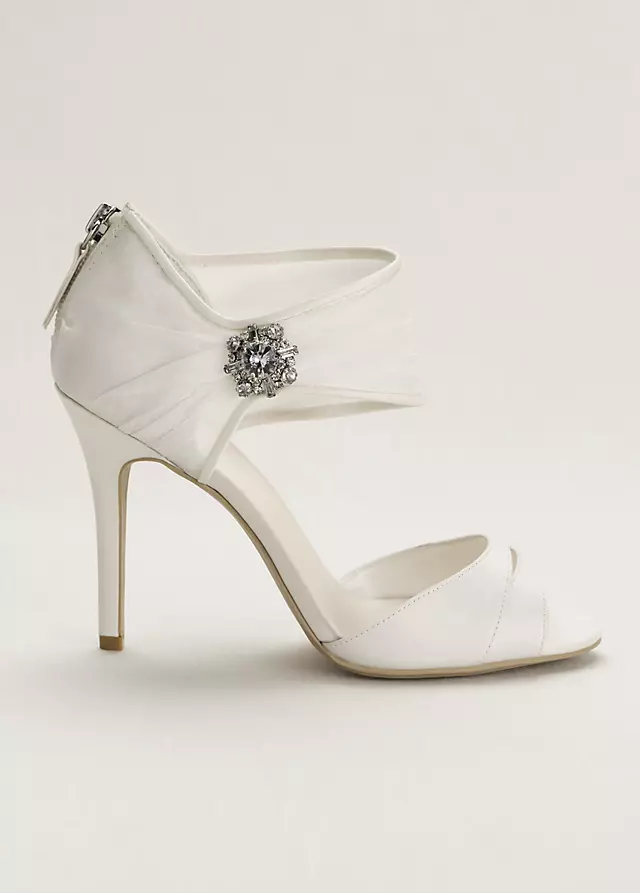 Chiffon Ruched Sandal with Crystal Embellishment Image 3