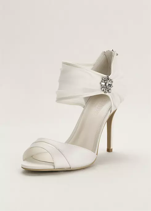 Chiffon Ruched Sandal with Crystal Embellishment Image 1