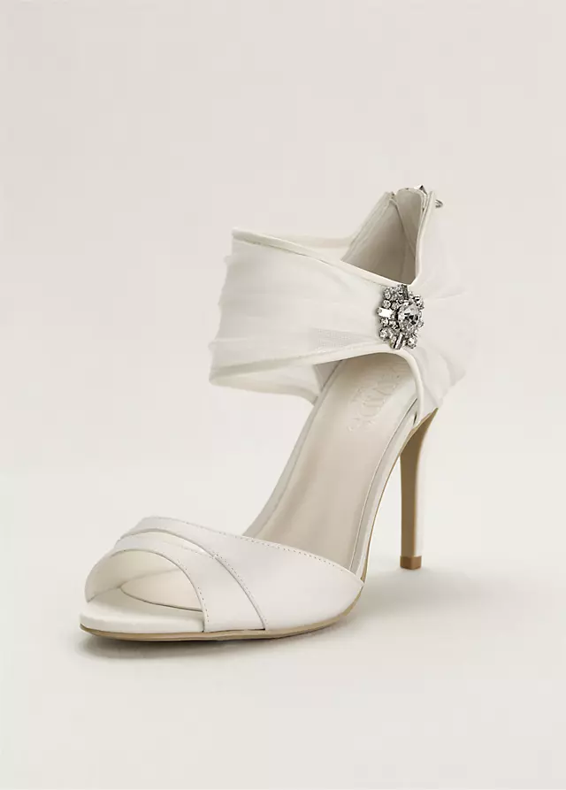 Chiffon Ruched Sandal with Crystal Embellishment Image