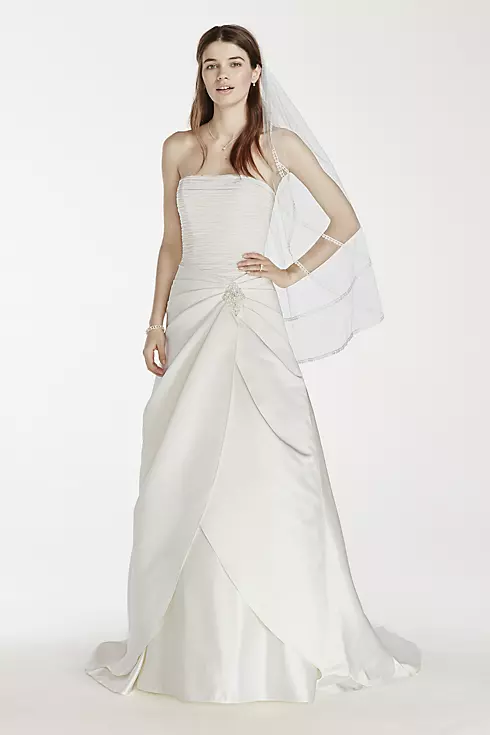 Satin Drop Waist Wedding Dress with Side Split  Image 1