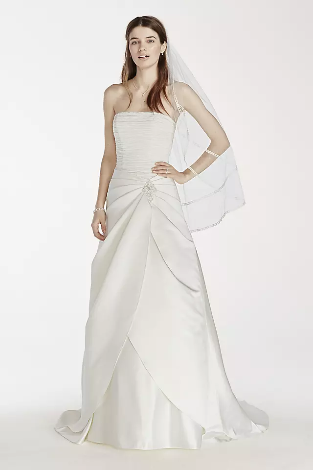 Satin Drop Waist Wedding Dress with Side Split  Image