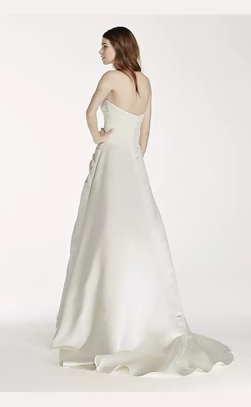 Satin Drop Waist Wedding Dress with Side Split  Image 2