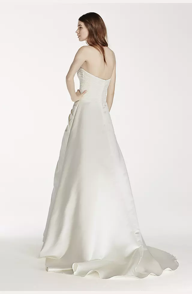 Satin Drop Waist Wedding Dress with Side Split  Image 2