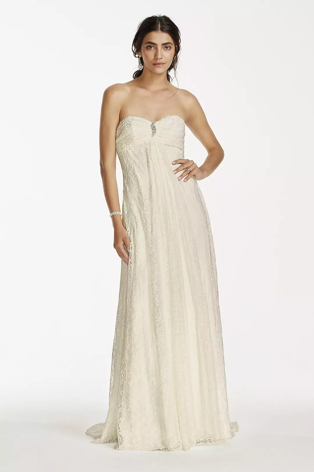 As-Is Strapless A-Line Wedding Dress with Brooch Image