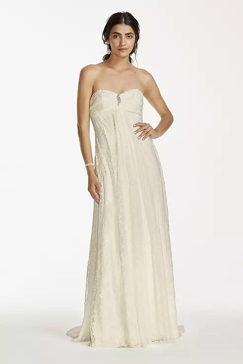 As-Is Strapless A-Line Wedding Dress with Brooch Image 1