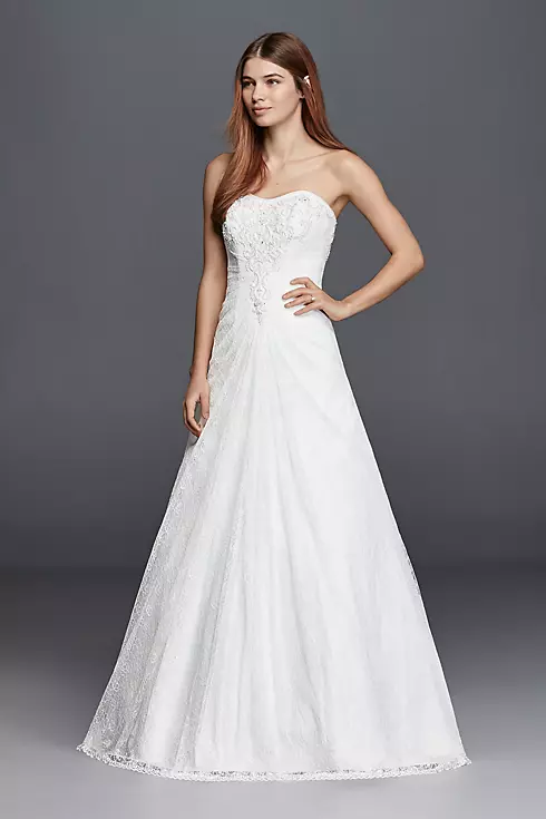 As-Is Strapless Wedding Dress with Allover Lace Image 1