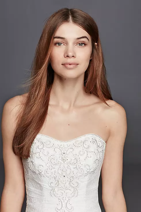 As-Is Strapless Wedding Dress with Allover Lace Image 3