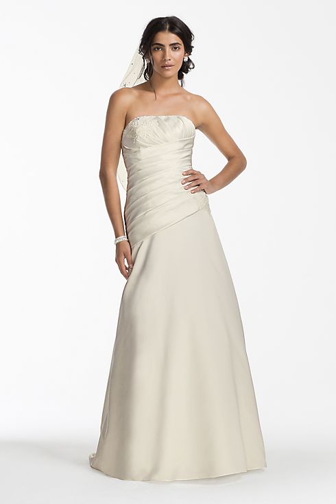 As-Is Satin A-Line Wedding Dress Ruched Bodice Image