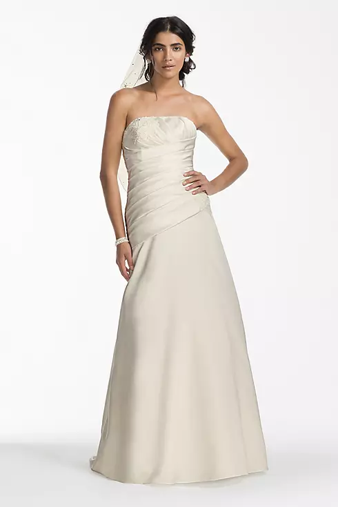 Satin A-line Wedding Dress with Ruched Bodice  Image 1