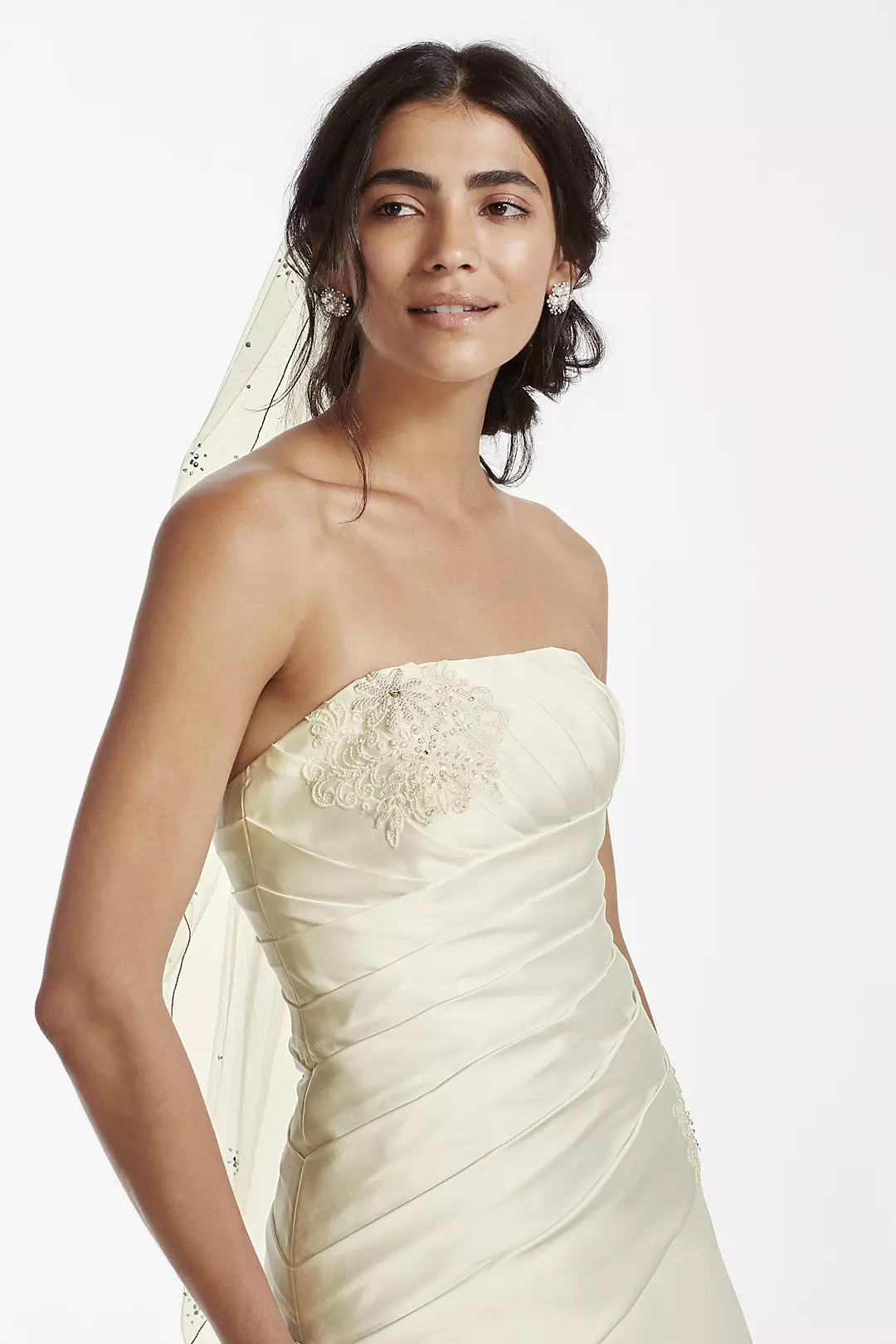 Satin A-line Wedding Dress with Ruched Bodice  Image 3