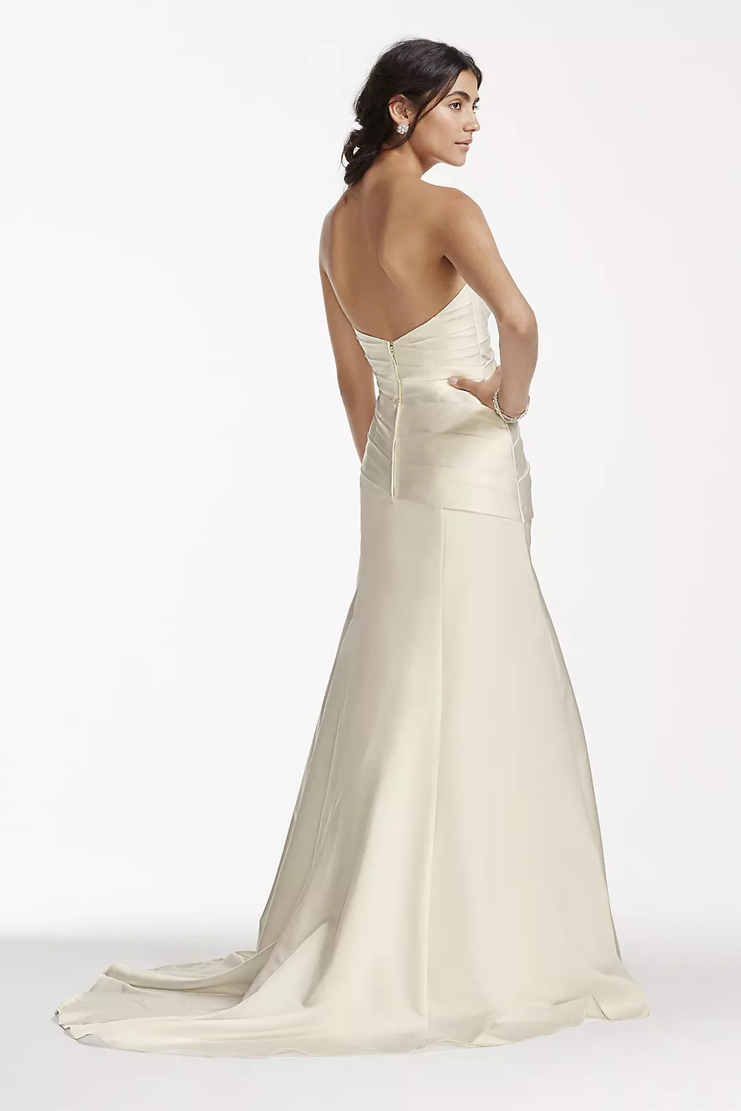 Satin A-line Wedding Dress with Ruched Bodice  Image 2