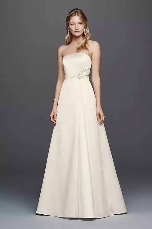 As-Is Beaded Satin Wedding Dress with Brooch  Image 1