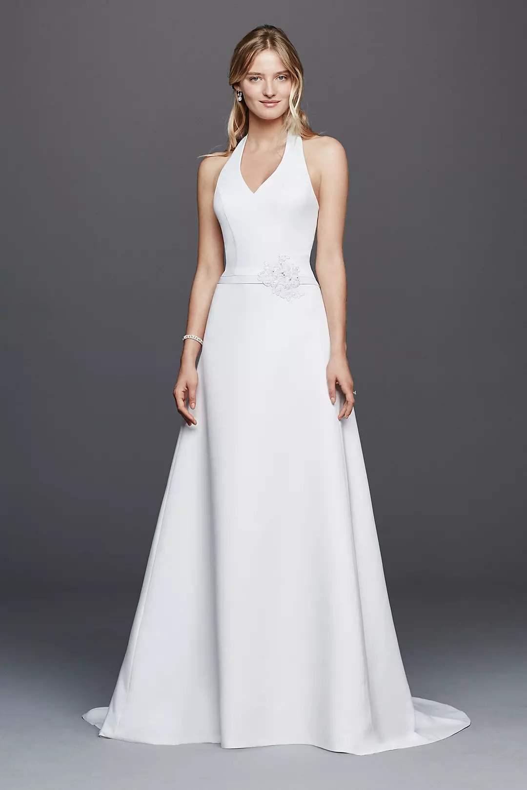 As-Is Halter V-neck Wedding Dress with Flower  Image