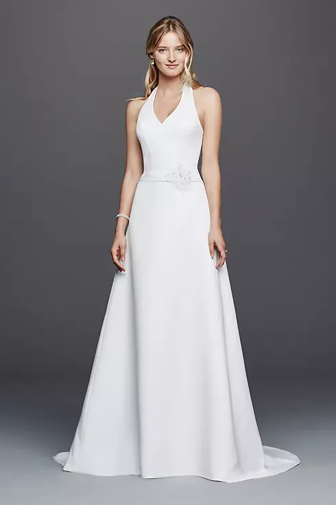 As-Is Halter V-neck Wedding Dress with Flower  Image 1