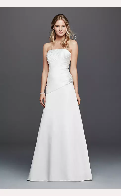 Strapless Ruched Wedding Dress with Lace Image 1