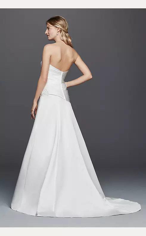 Strapless Ruched Wedding Dress with Lace Image 2
