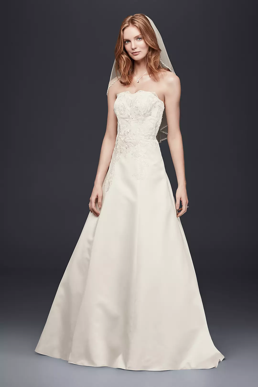 As-Is Strapless Satin A-Line Wedding Dress Image