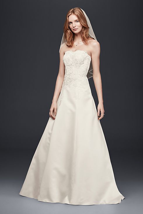 As-Is Strapless Satin A-Line Wedding Dress Image 4