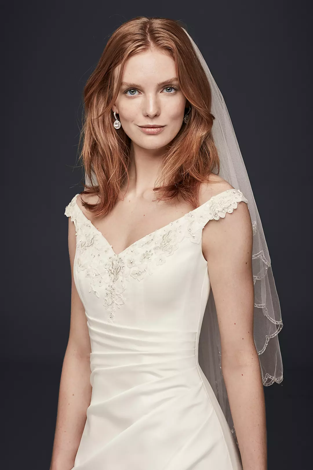 Off-the-Shoulder A-Line Satin Wedding Dress Image 3