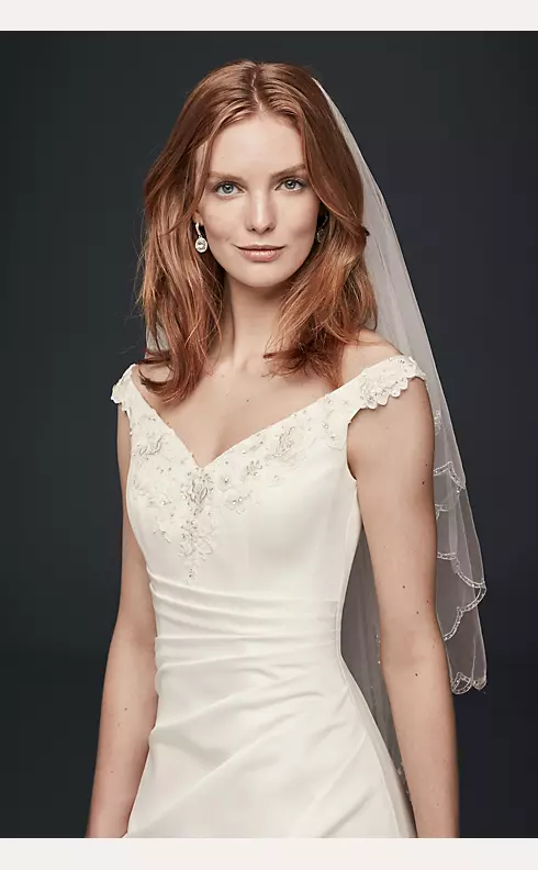 Off-the-Shoulder A-Line Satin Wedding Dress Image 3