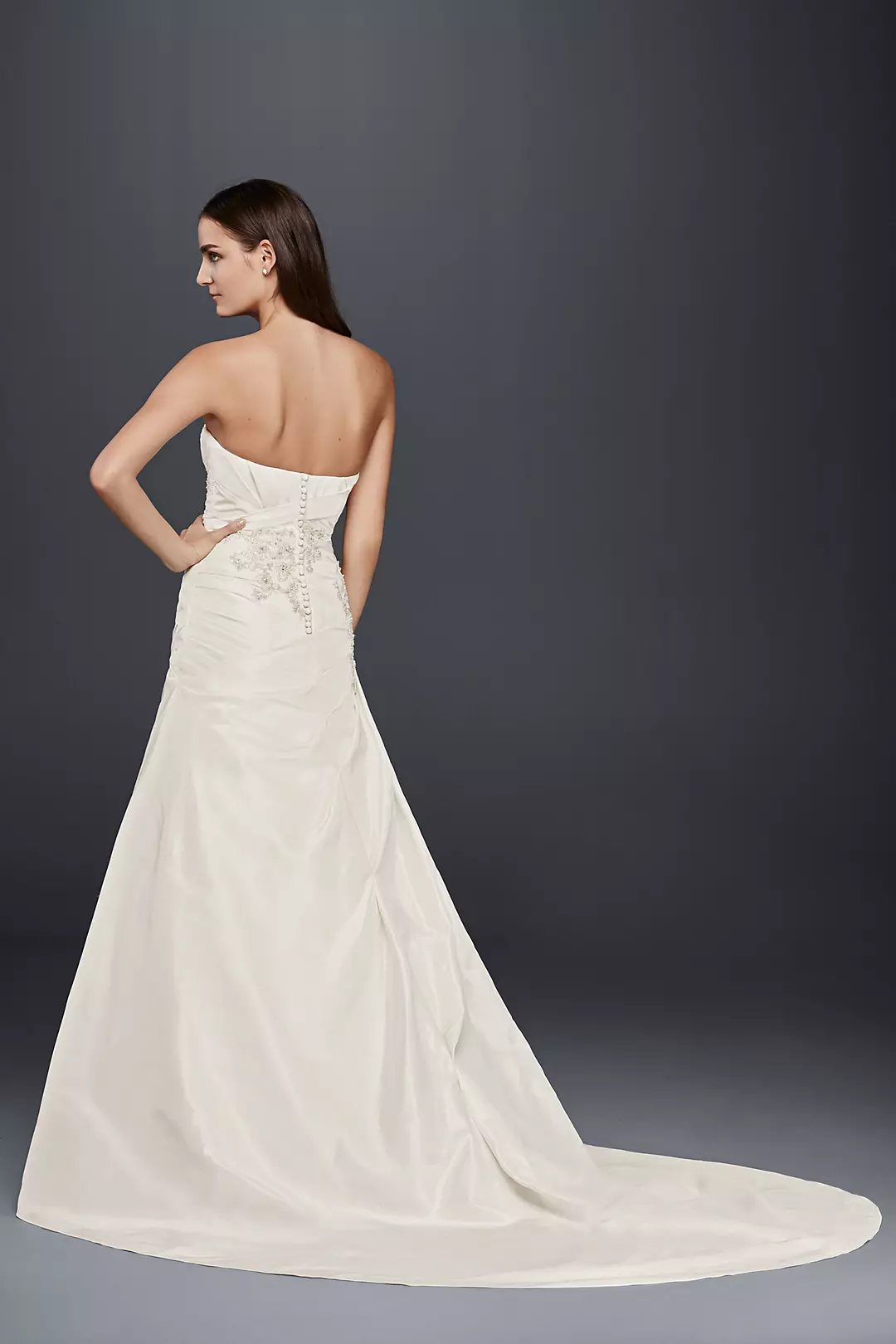 A-Line Wedding Dress with Ruching and Beading | David's Bridal