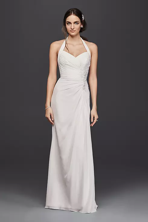 Halter Sheath Wedding Dress with Lace Appliques Image 1