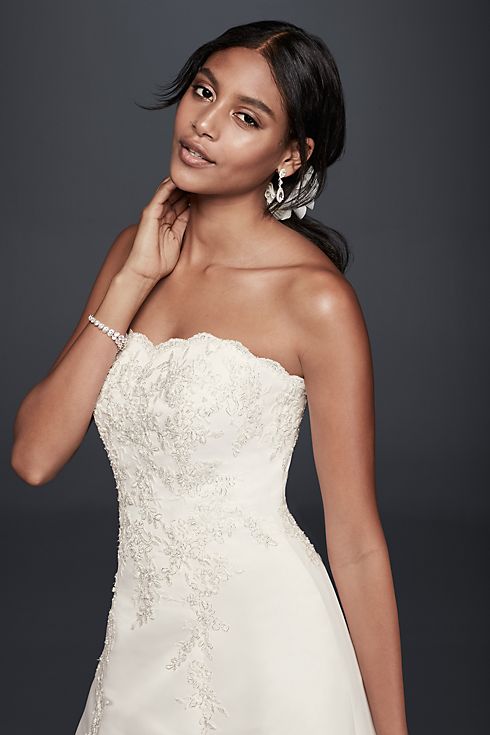 Strapless A-Line Wedding Dress with Lace Appliques Image 3
