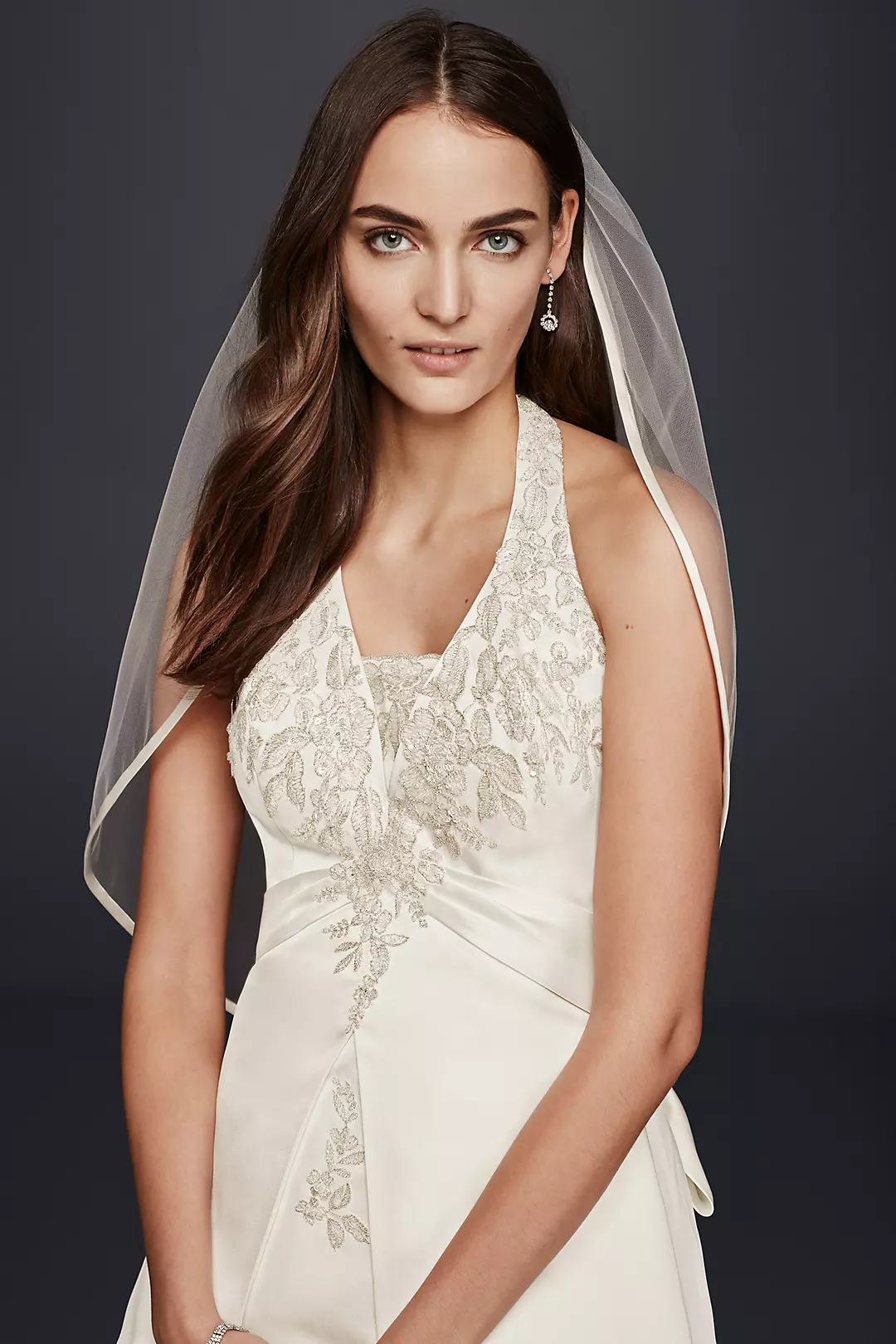 Halter A-Line Wedding Dress with Lace Appliques Image 3