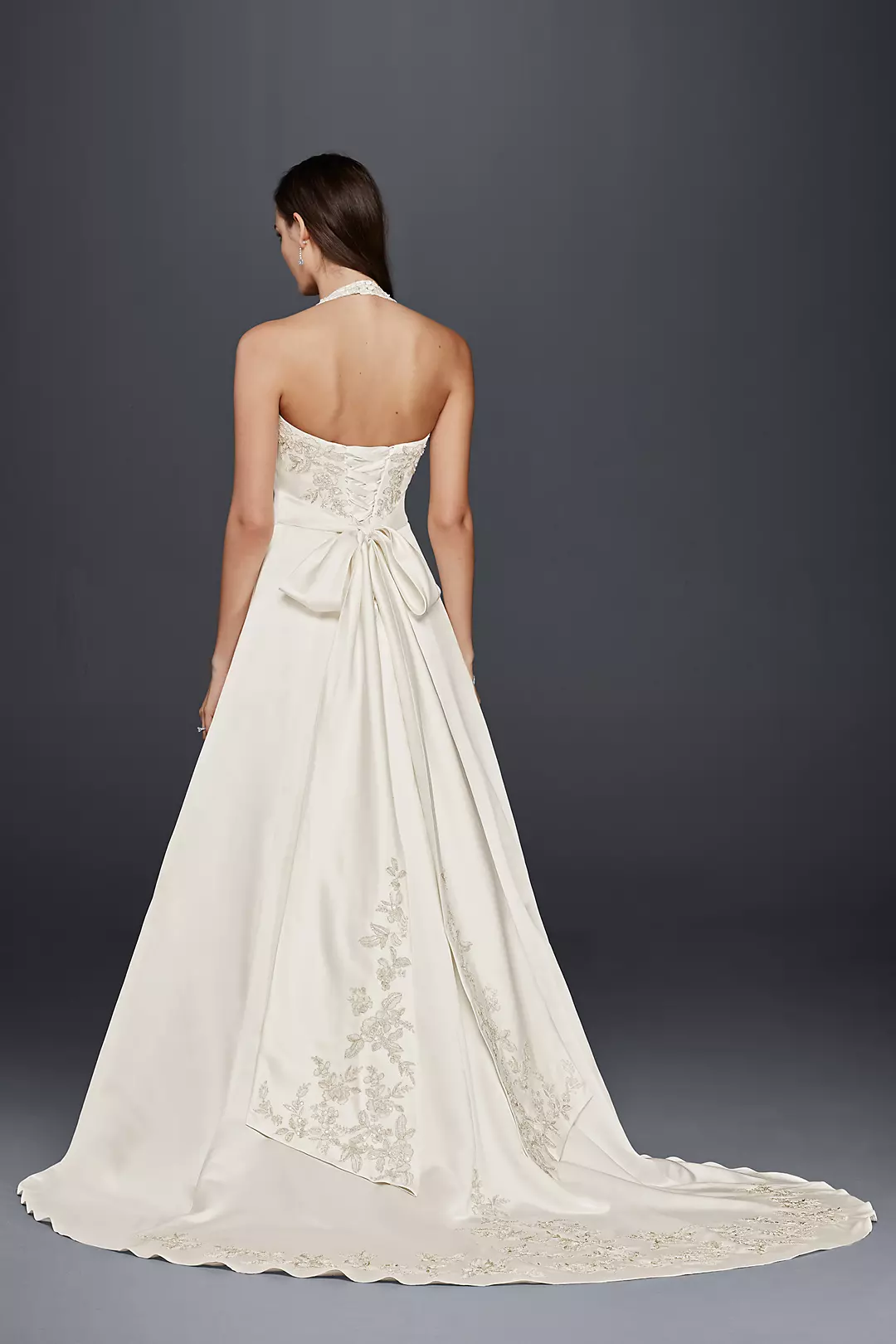 Halter A-Line Wedding Dress with Lace Appliques | David's Bridal