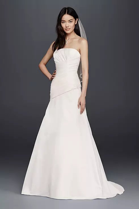 A-Line Strapless Satin Wedding Dress Image 1