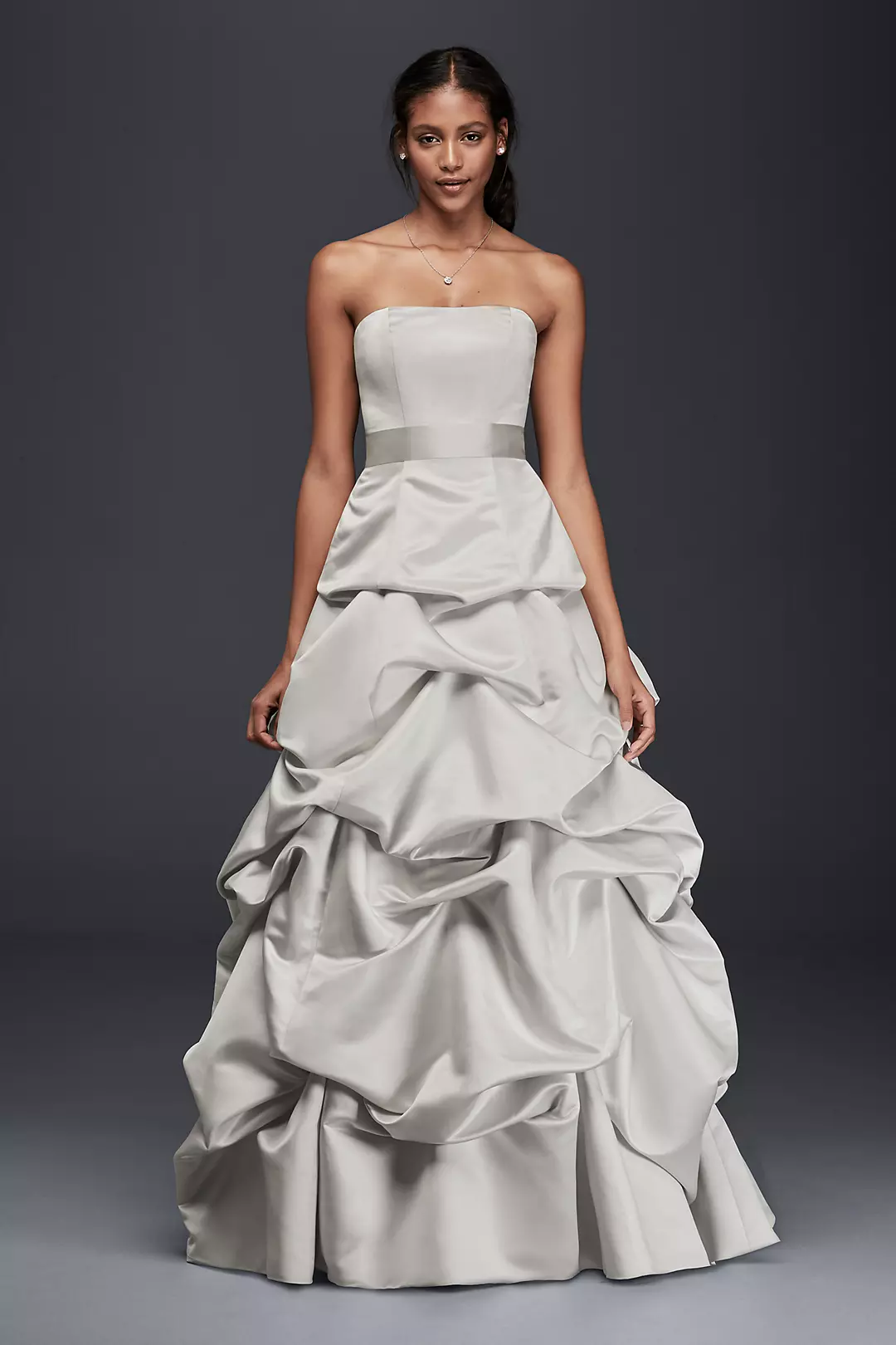 Strapless Drop-Waist Ball Gown with Skirt Pickups Image