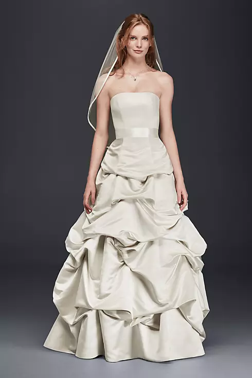 Drop-Waist Satin Ball Gown with Pickup Skirt Image 1