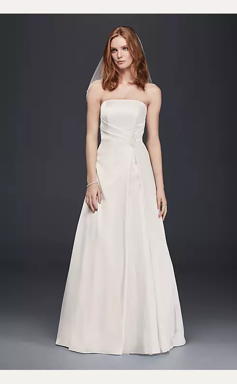 As-Is Satin Beaded Waist A-Line Wedding Dress Image 1