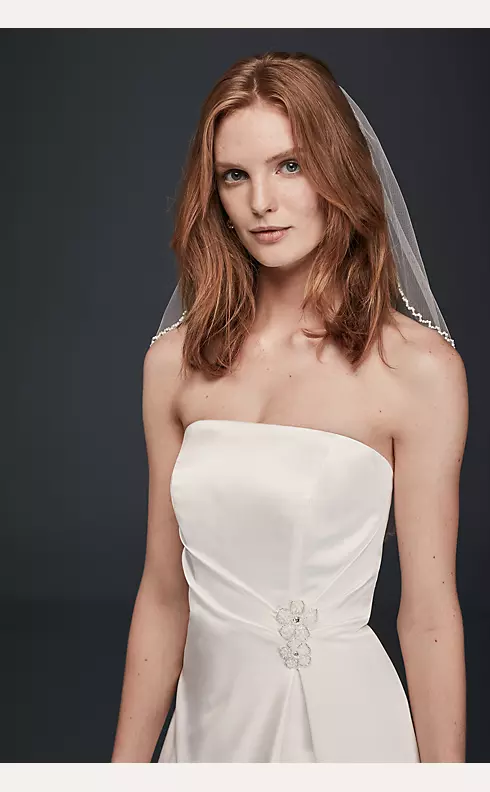 As-Is Satin Beaded Waist A-Line Wedding Dress Image 3
