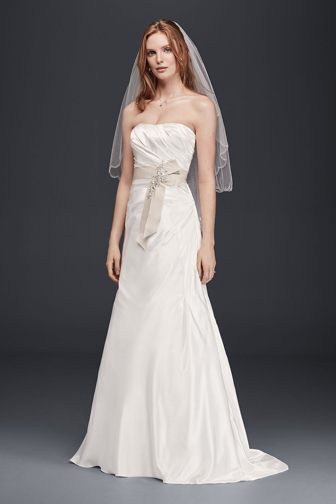 Charmeuse A-Line Strapless Wedding Dress Image 1