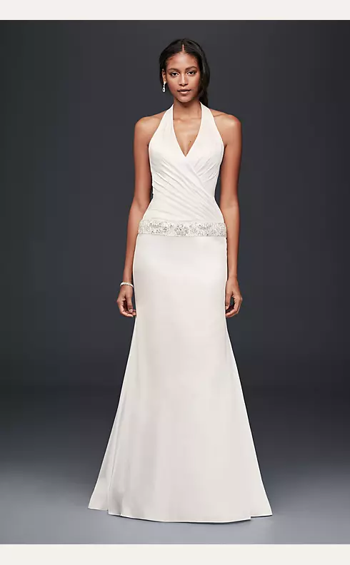 As-Is Trumpet Wedding Dress with Beaded Drop Waist Image 1