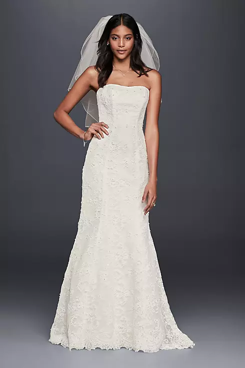 As-Is Strapless Beaded Lace Mermaid Wedding Dress Image 1