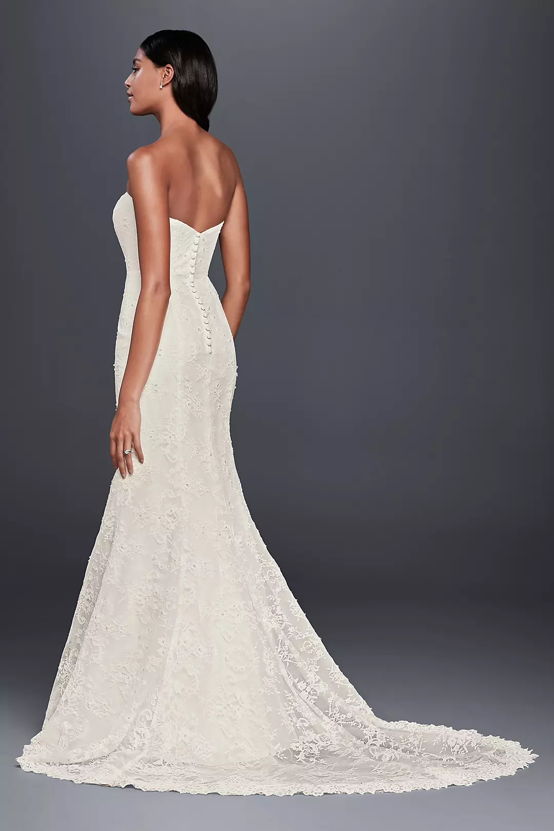 As-Is Strapless Beaded Lace Mermaid Wedding Dress Image 2