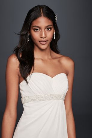 A-Line Wedding Dress with Beaded Empire Waist | David's Bridal