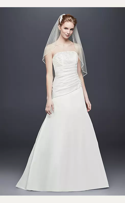 Pleated Satin Drop-Waist A-Line Wedding Dress  Image 1