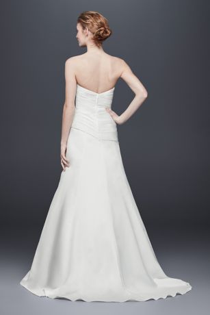 Pleated Satin Drop-Waist A-Line Wedding Dress David's Bridal