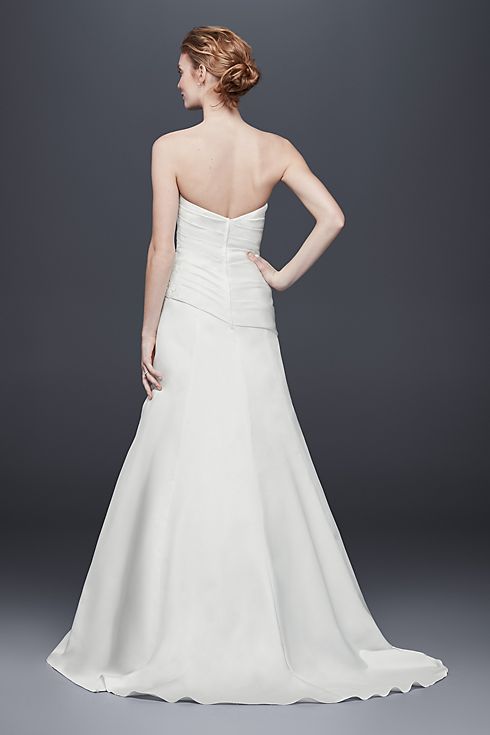 Pleated Satin Drop-Waist A-Line Wedding Dress  Image 2