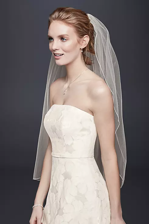 Floral Jacquard Tea-Length Wedding Dress Image 3