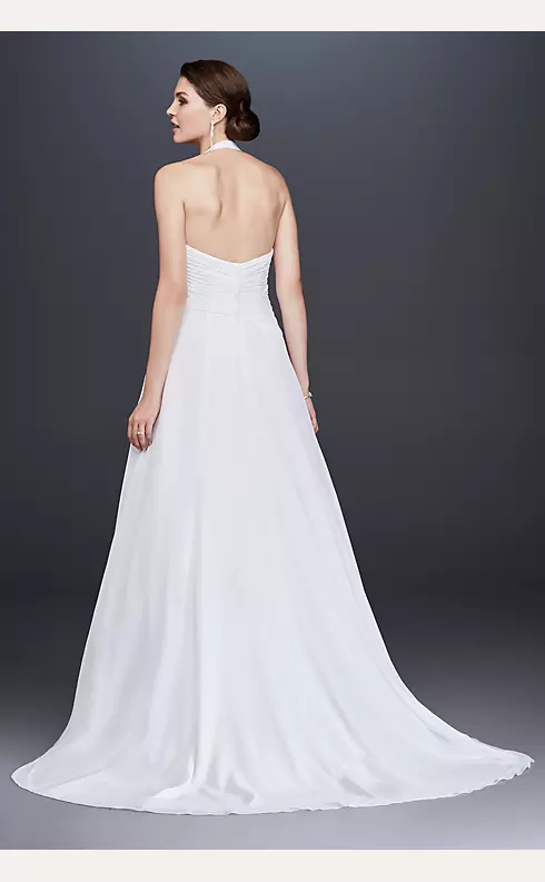 Pleated Chiffon Halter Wedding Dress with Ruffle | David's Bridal
