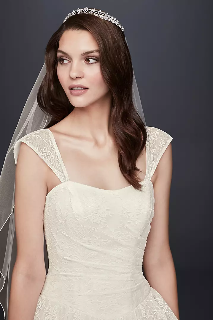 Sheer Cap Sleeve Allover Lace Ball Gown | David's Bridal Sheer Cap Sleeve Allover Lace Ball Gown | David's Bridal