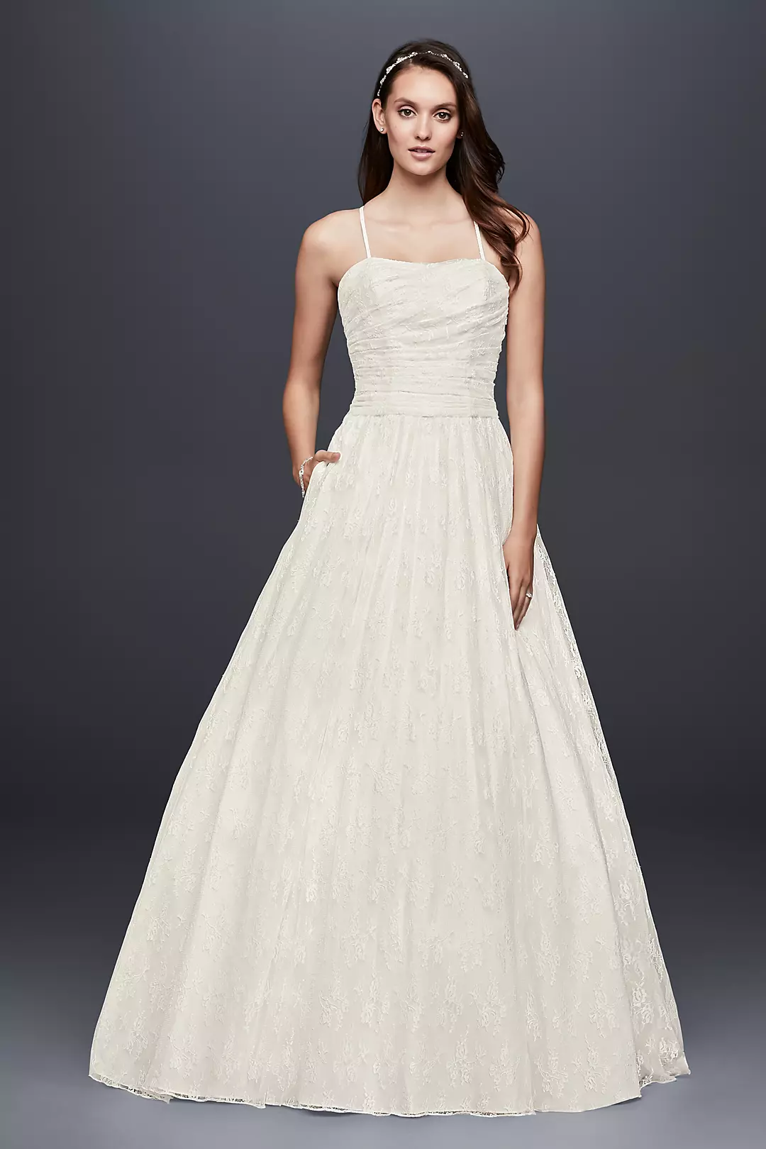 As-Is Allover Lace Ball Gown with Spaghetti Straps Image
