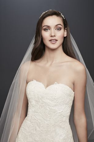 Soft Tulle Wedding Dress with Leaf Lace Applique David's Bridal